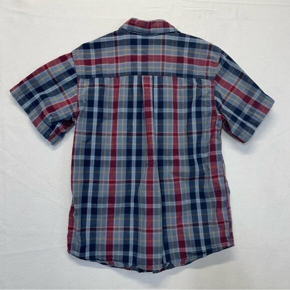 Faded Glory Plaid Button Down Shirt Short Sleeves Blue Red boys Size Small 6-7 - Picture 3 of 6